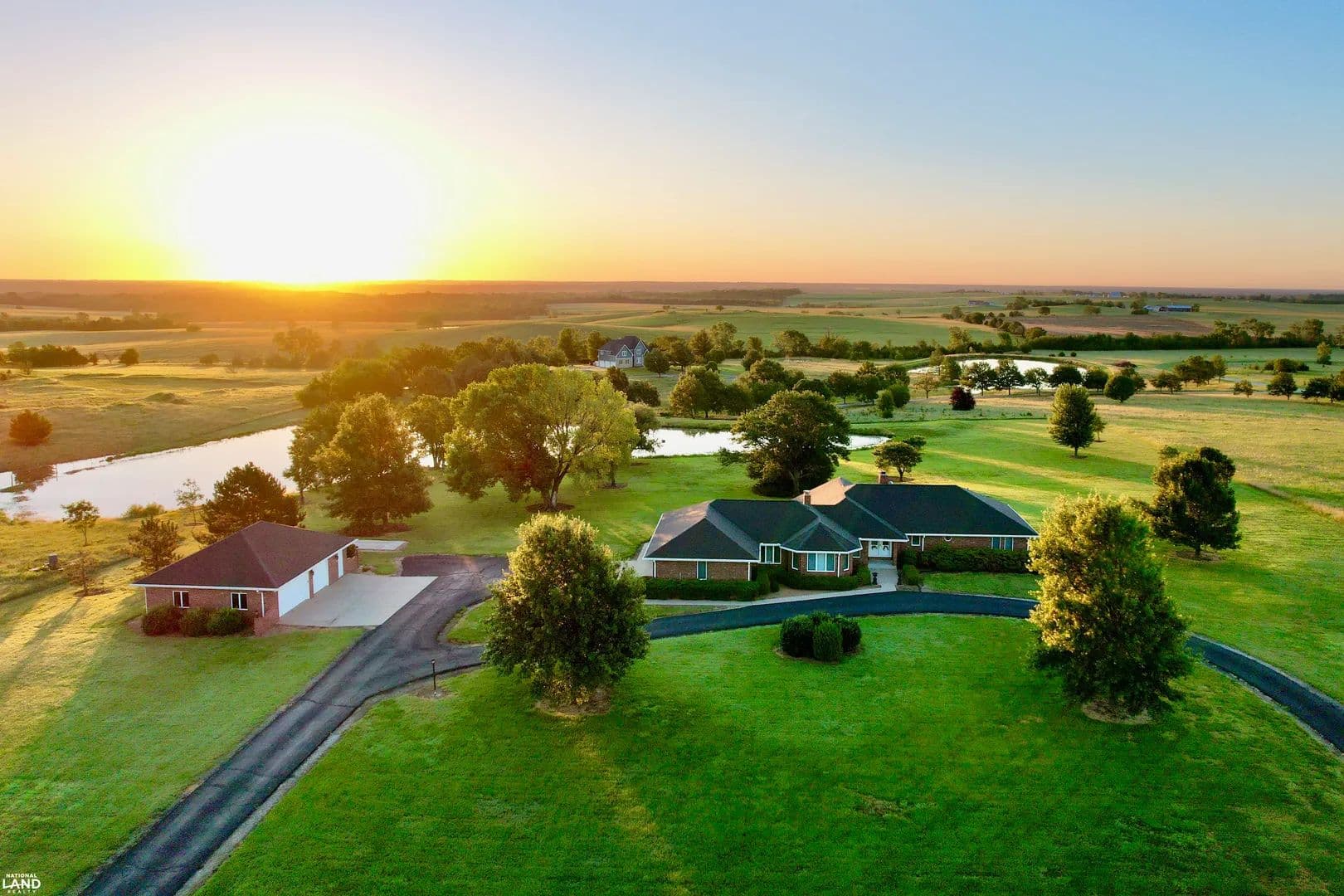 Brick Ranch - 4 Bed, 3 Bath - 27+/- Acres with Ponds - Burlington, Kansas, 66839