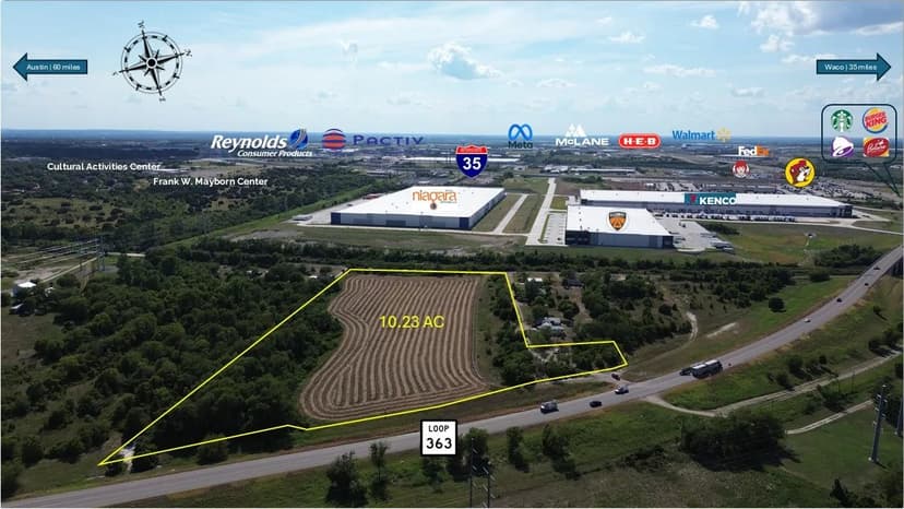 Transitional Land- 10 acres- Near New Facebook Meta Data Center in Temple, Texas   