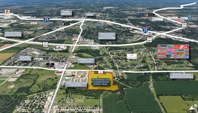 164 Townhome Lots & 2 Commercial Lots | Temple, TX