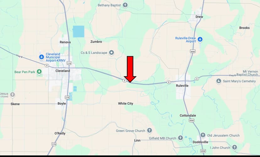 15.34 Acres in Sunflower County at 197 HWY 8 in Cleveland, MS