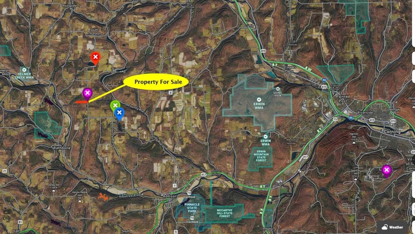 11 acres Hunting Land and Recreational Land in Addison NY County Road 2