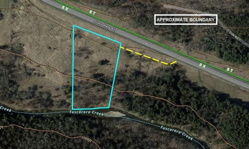 4 acres Recreational Land along the Tuscarora Creek in Woodhull NY State Route 417 Lot 3