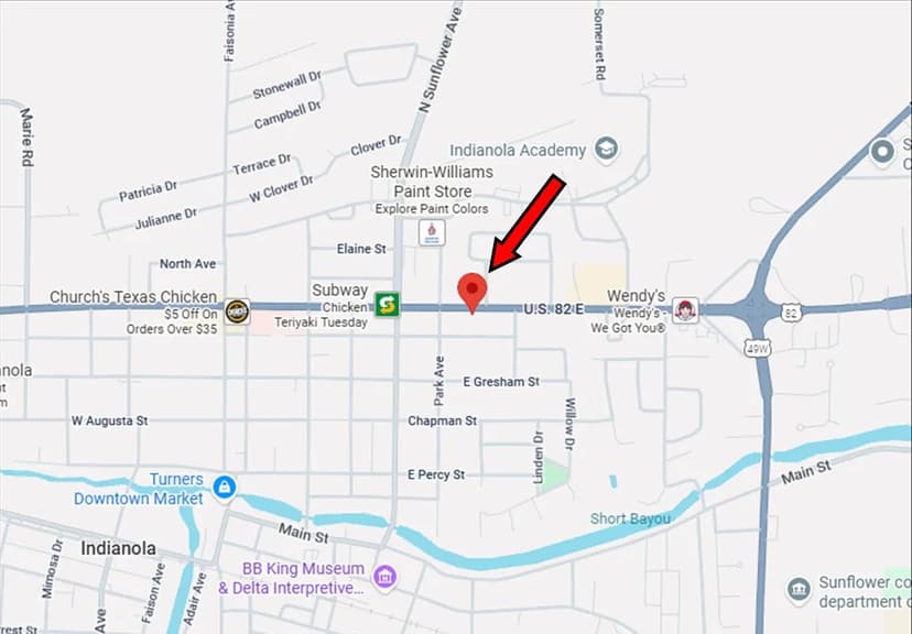 0.54 Acre Commercial Lot in Sunflower County in Indianola, MS