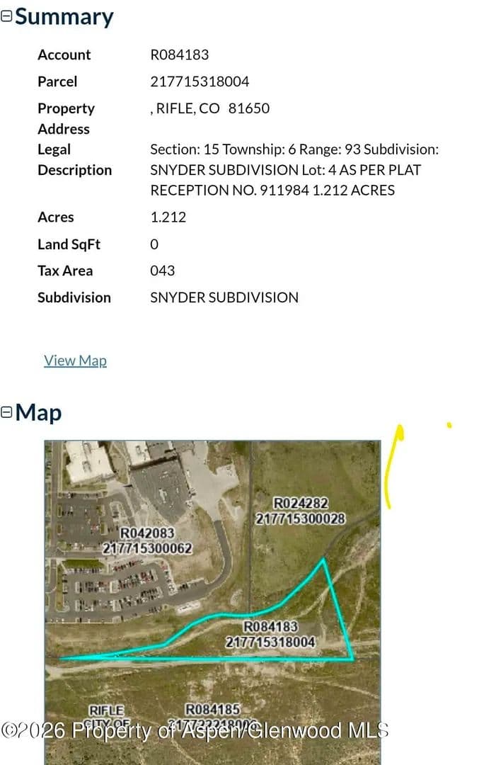Property from Tbd Snyder Subdivision - KW - Rifle, Colorado, 81650