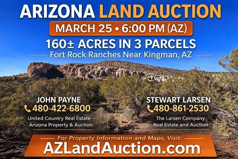 Online Land Auction – 160± Acres in 3 Parcels, near Kingman AZ