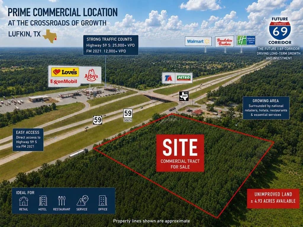 4.93 Acres of Land for Sale in Lufkin, Texas - Lufkin, Texas, 75901