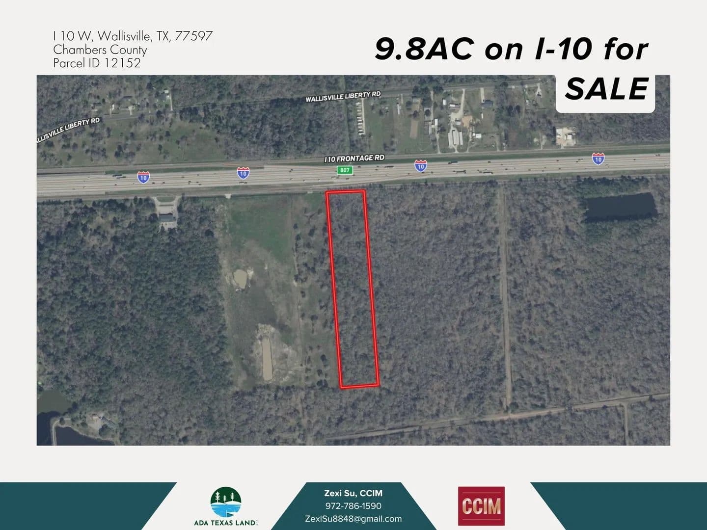 9.8 Acres of Land for Sale in Wallisville, Texas - Wallisville, Texas, 77597