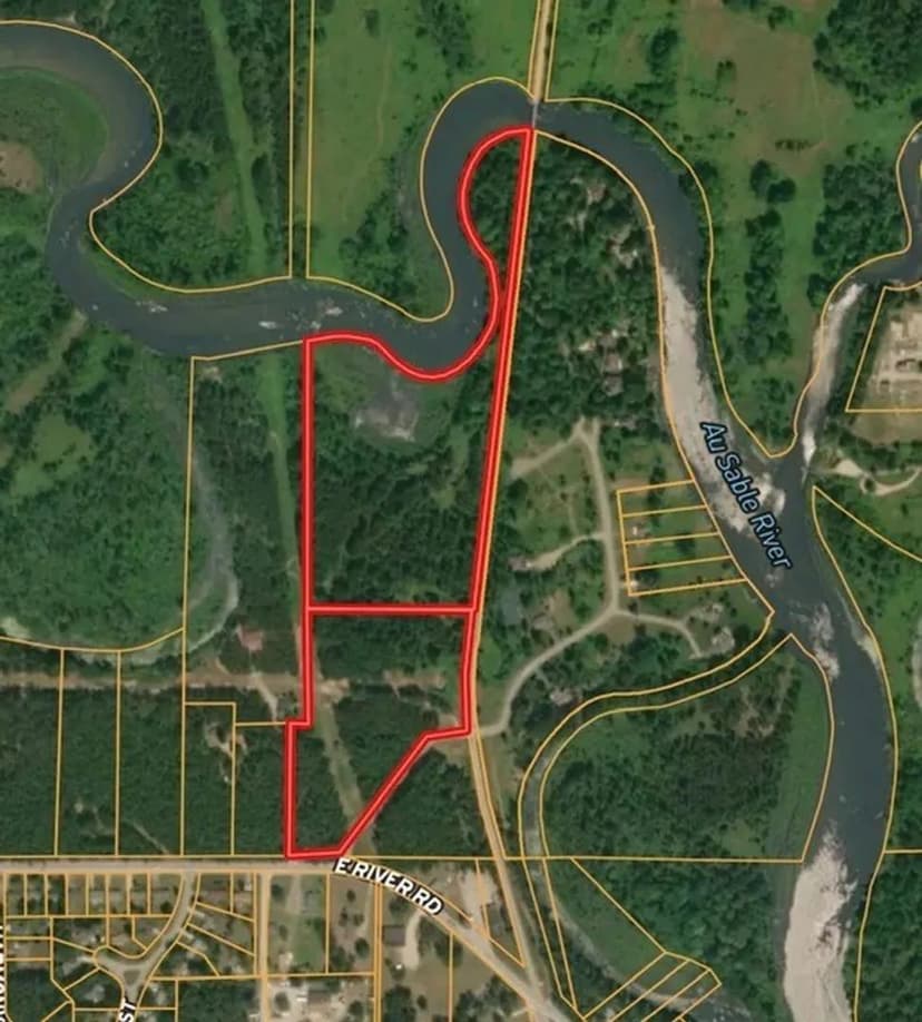 Waterfront Acreage, 25 acres of woods, 1600' AuSable River, VL River Rd, Oscoda MI