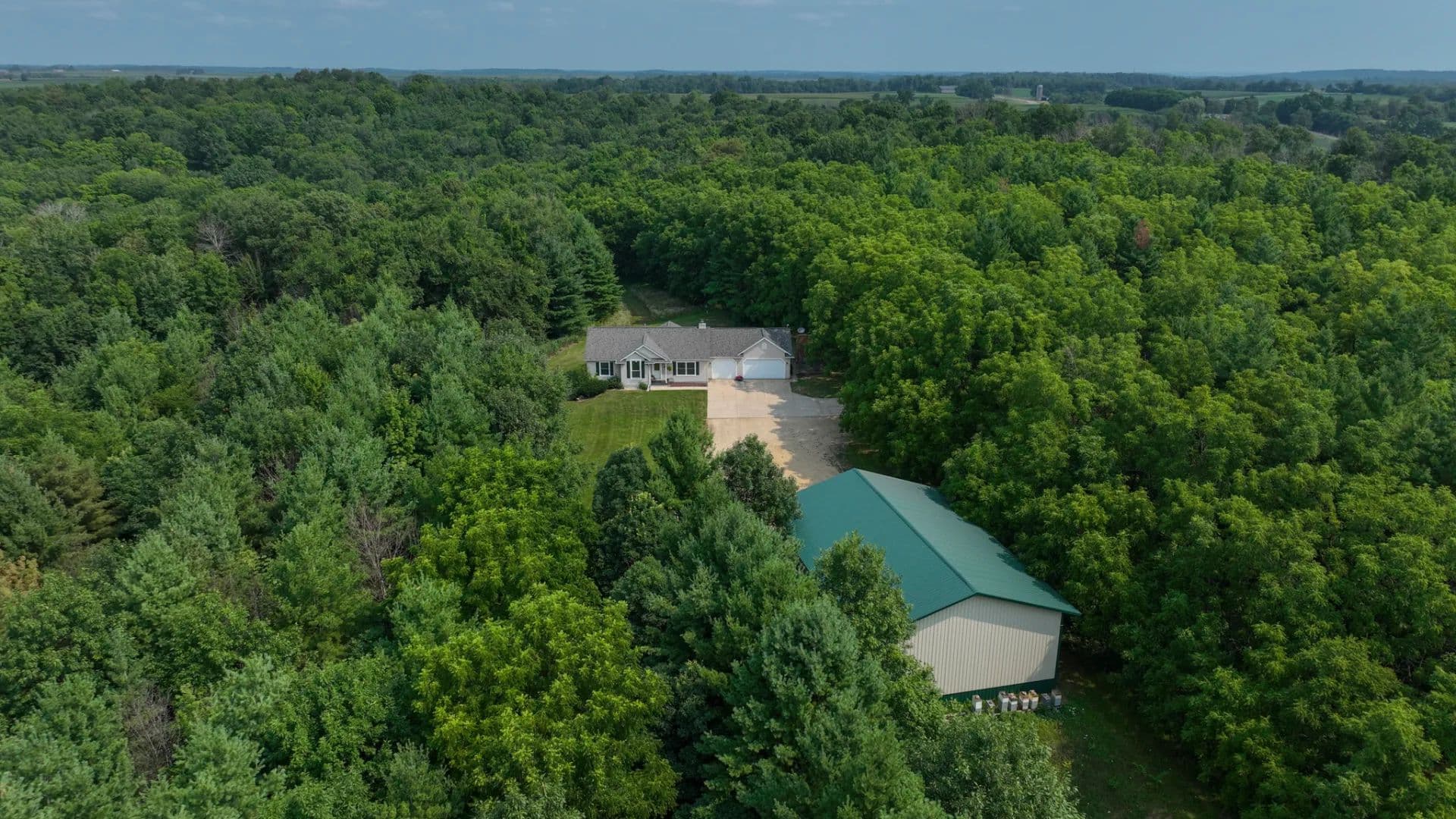 40-Acre Richland County Hunting Retreat with Ridge-Top Ranch Home & Trophy Whitetail History - Cazenovia, Wisconsin, 53924