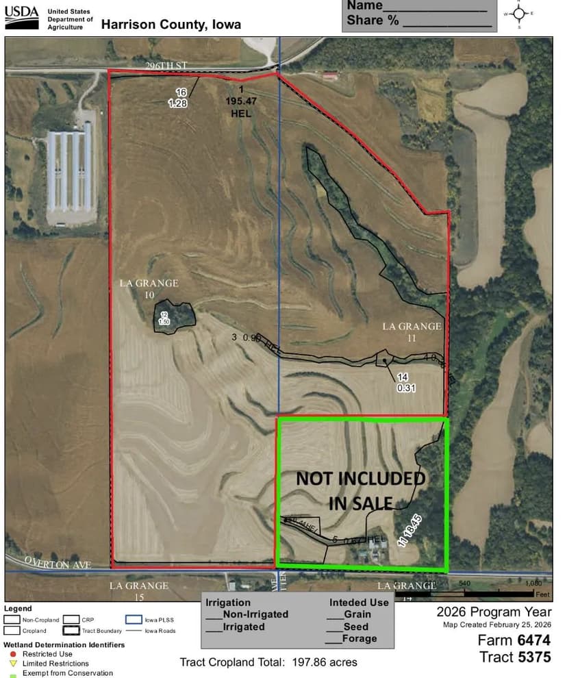 176.82 acres m/l Harrison County Iowa Land Auction