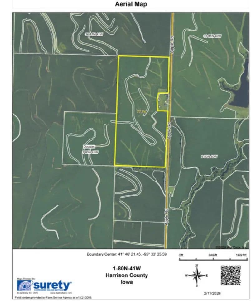 79.48 acre Timed online Harrison Co Iowa Land Auction