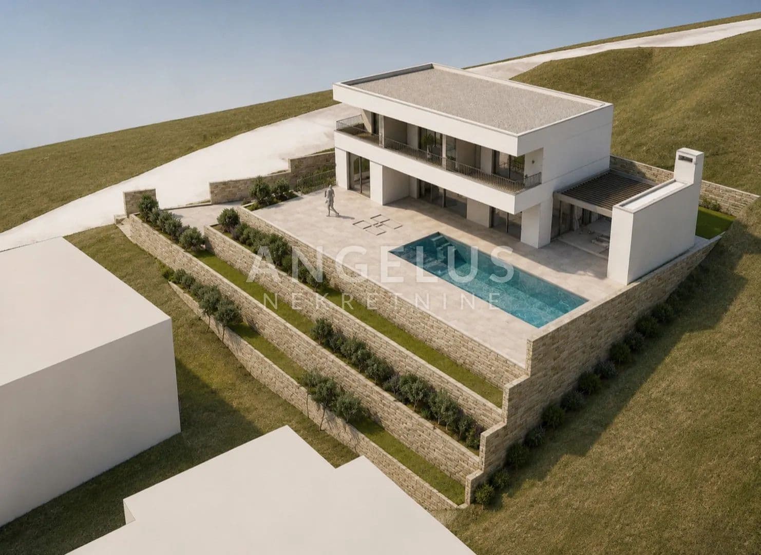 Brač, Nerežišća - zemljište s dozvolom i pogledom na more - land for sale