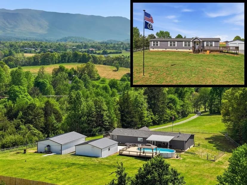3.92 Unrestricted Acres in Greene County with Viking Mountain Views, Pool, Detached Garage, and Carport