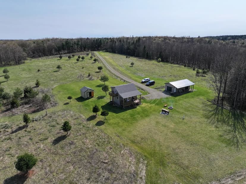 48 acres Cabin with Barn bordering State Forest in Franklinville NY 578 Clark Rd