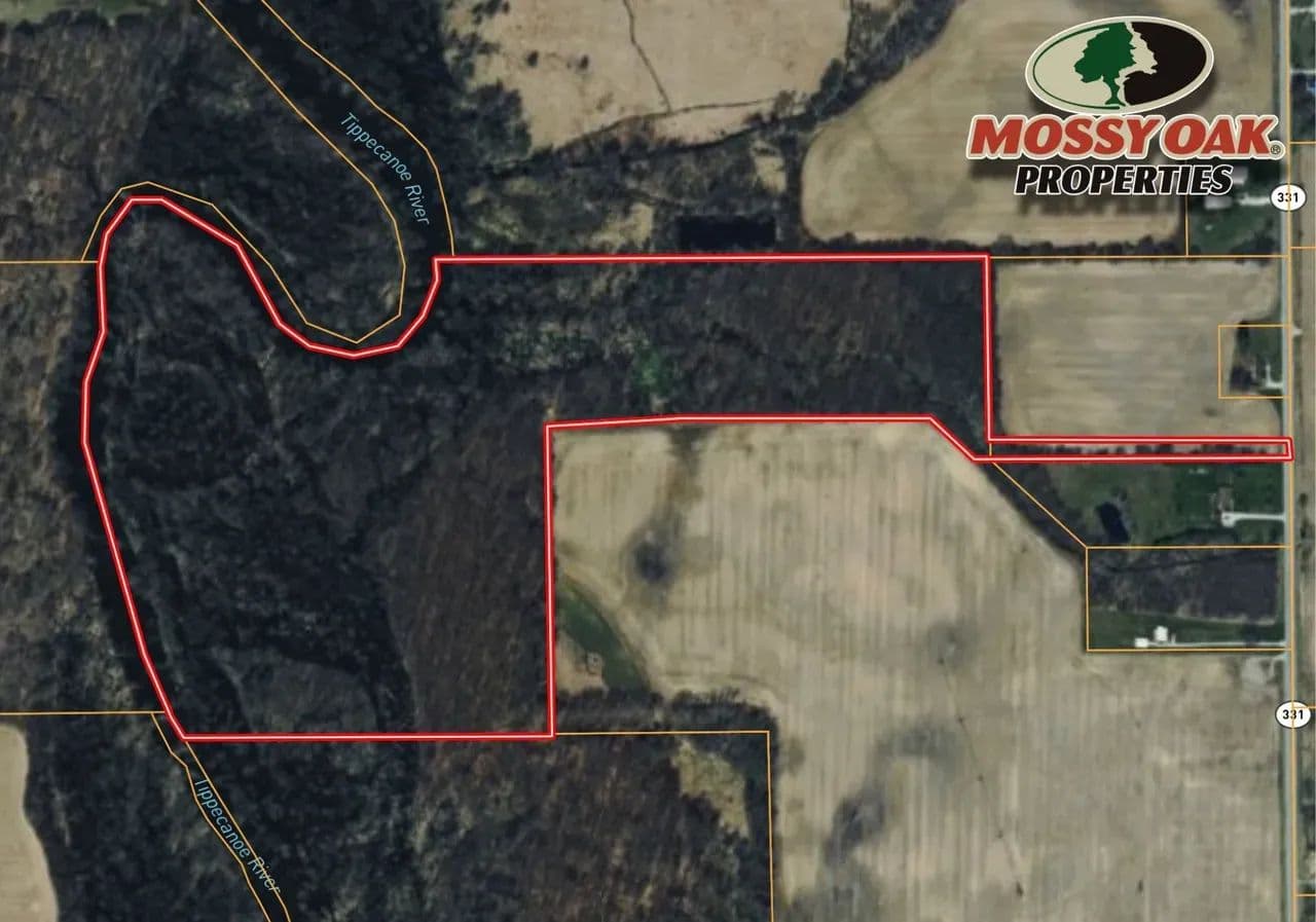 55 +/- ACRES - TIPPECANOE RIVER FRONTAGE - MARSHALL COUNTY - LAND FOR SALE - Tippecanoe, Indiana, 46570