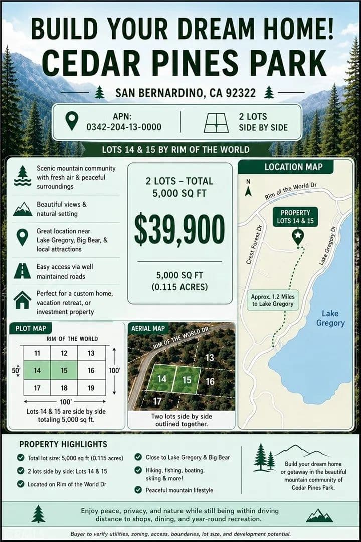 0.12 Acres of Land for Sale in Lake Elizabeth, CA - California, 93532