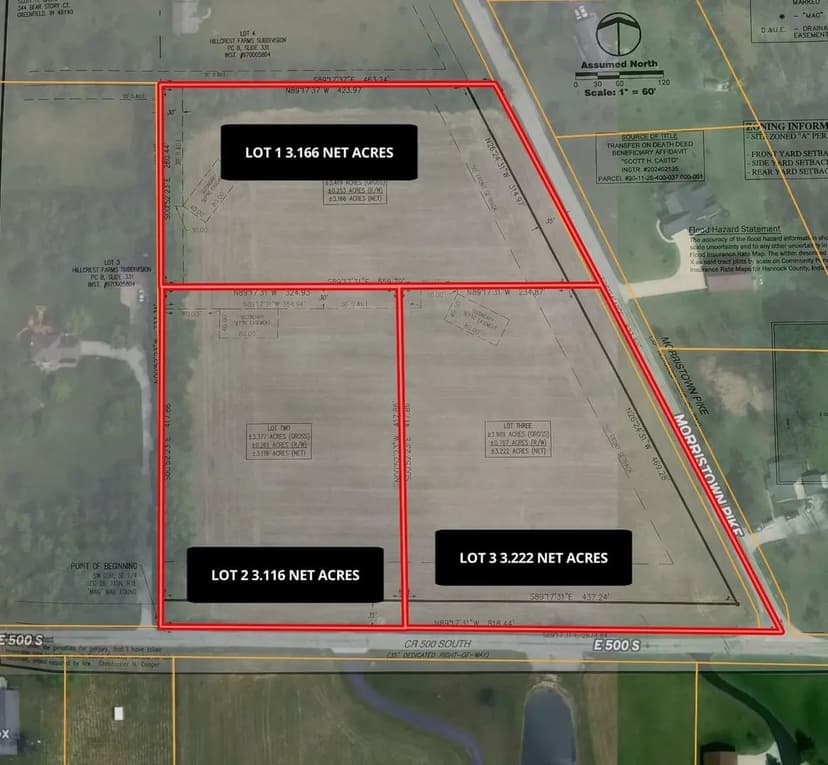 LOT FOR SALE | 3.166 ACRES, | BUILDING LOT | GREENFIELD, INDIANA | HANCOCK COUNTY