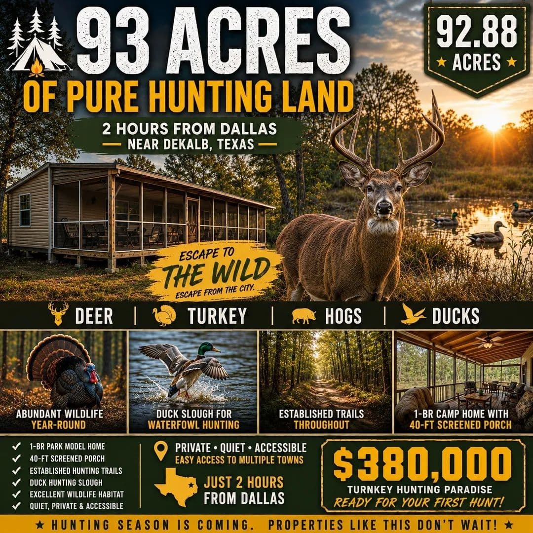 92.88 Acres of Land for Sale in De Kalb, TX - De Kalb, Texas, 75559