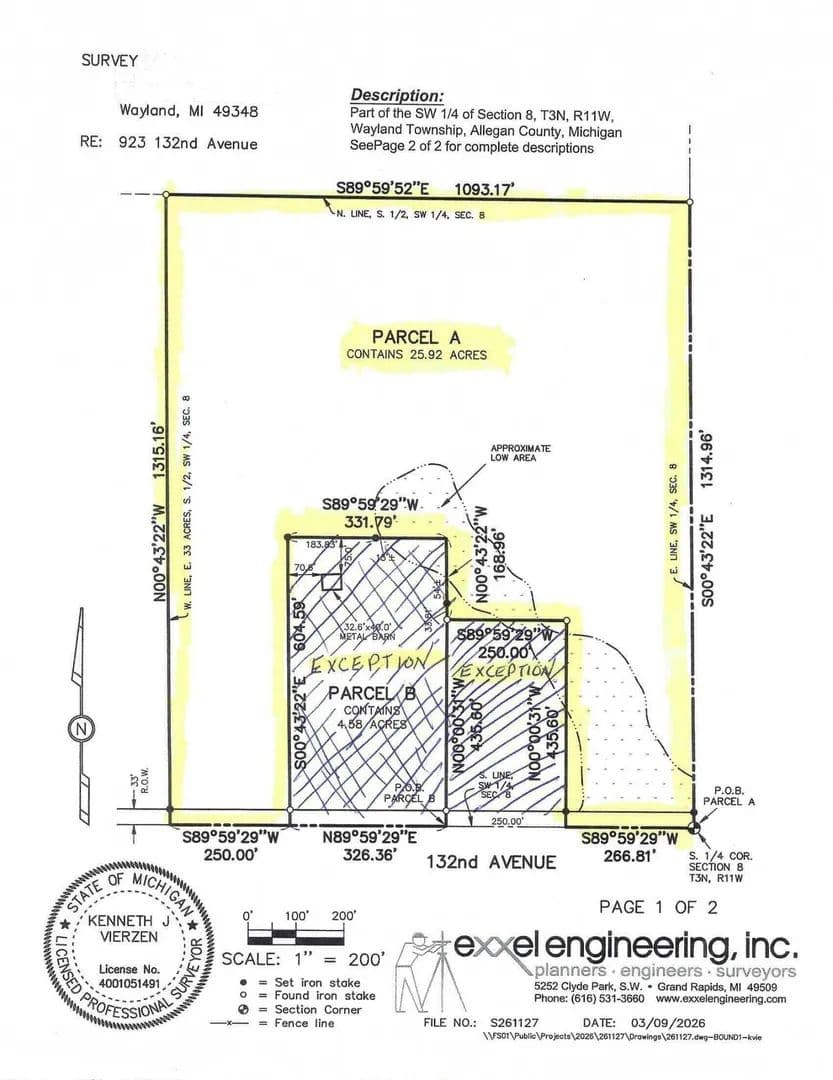 26 Acres of Land for Sale in Wayland, MI - Wayland, Michigan, 49348