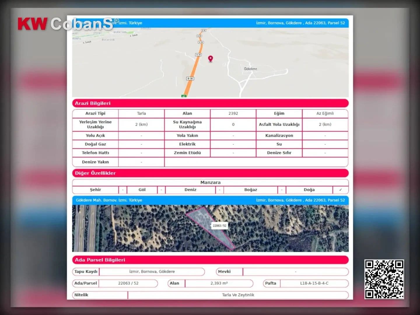 KW CobanS | Bornova Gökdere 2.580 m² Zeytinlikli Satılık Tarla - land for sale