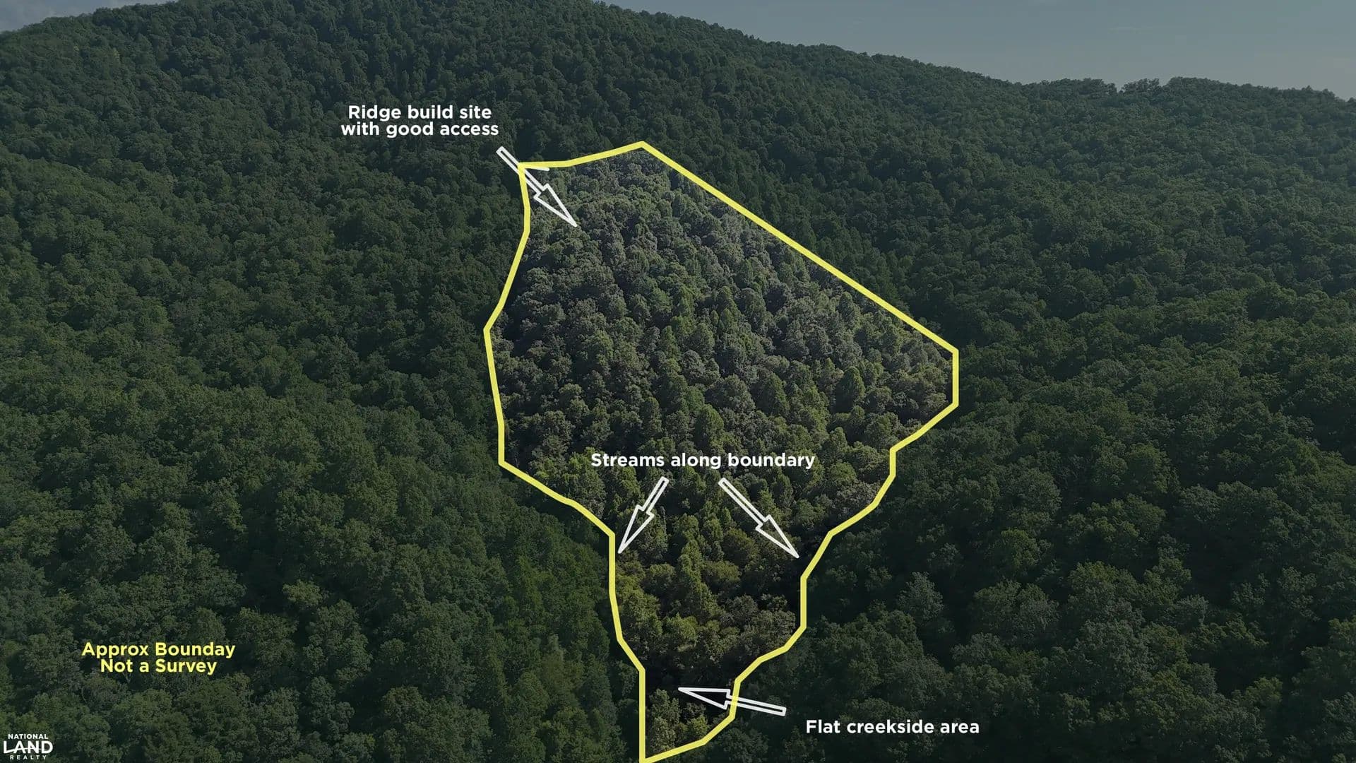 Secluded Mountain Woodland Ridge and Streams - land for sale