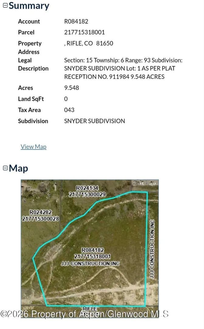 Property from Tbd Snyder Subdivision - KW - Rifle, Colorado, 81650