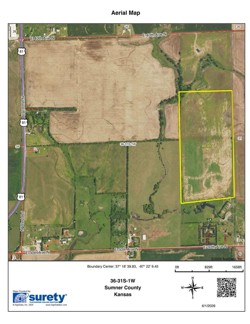 Property from 0000 E 40th ave N #0000 N Meridian Rd - KW - Wellington, Kansas, 67152