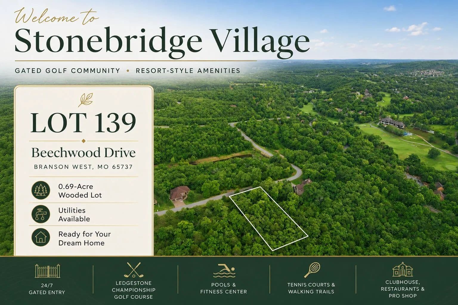 Property from Lot 139 Beechwood Drive - KW - Branson West, Missouri, 65737