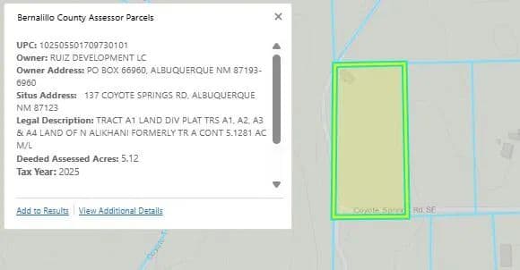 Property from 2 Lots Coyote Springs Road SE - KW - Albuquerque, New Mexico, 87123