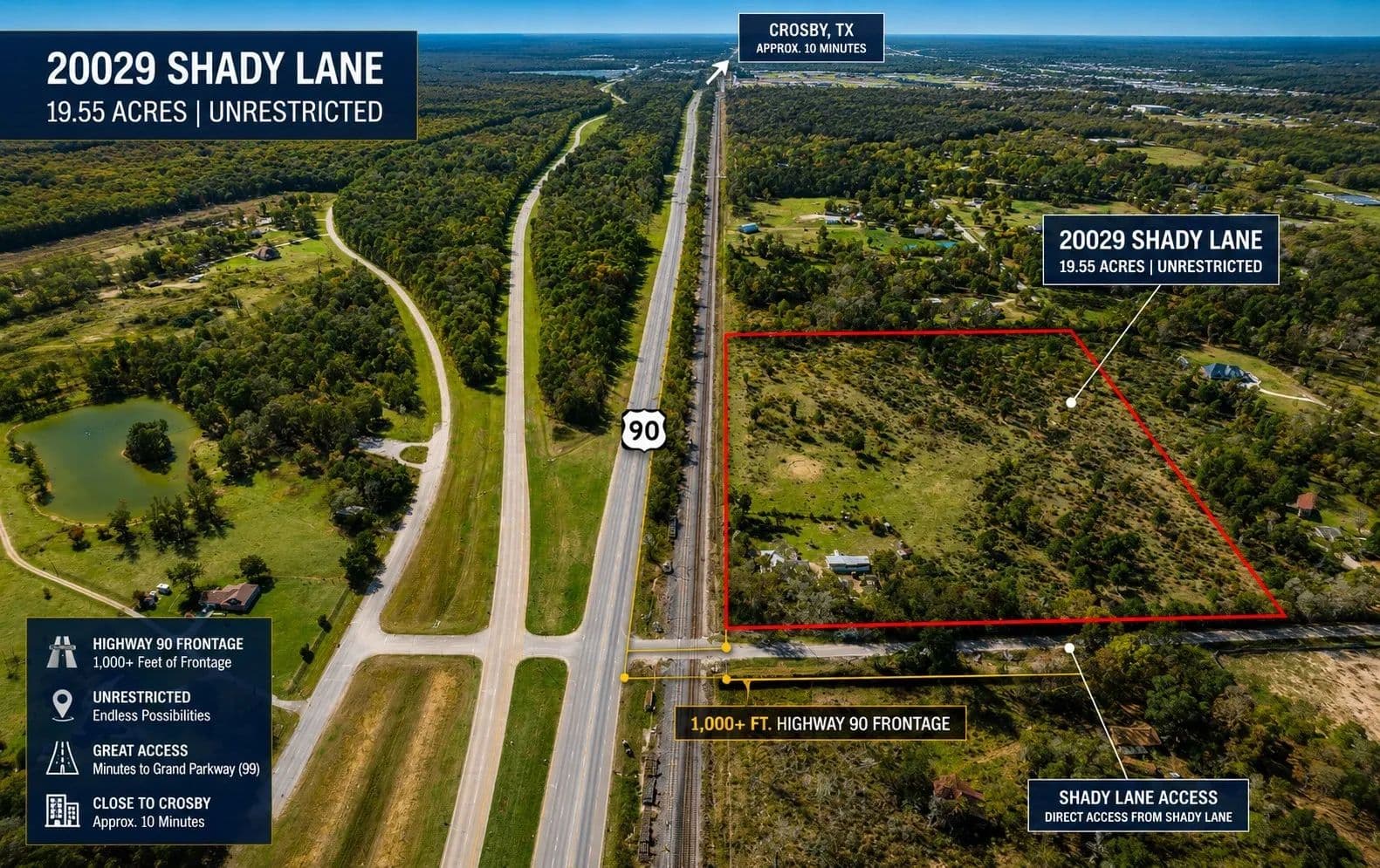 19.55 Acres of Land for Sale in Crosby, Texas - Crosby, Texas, 77532