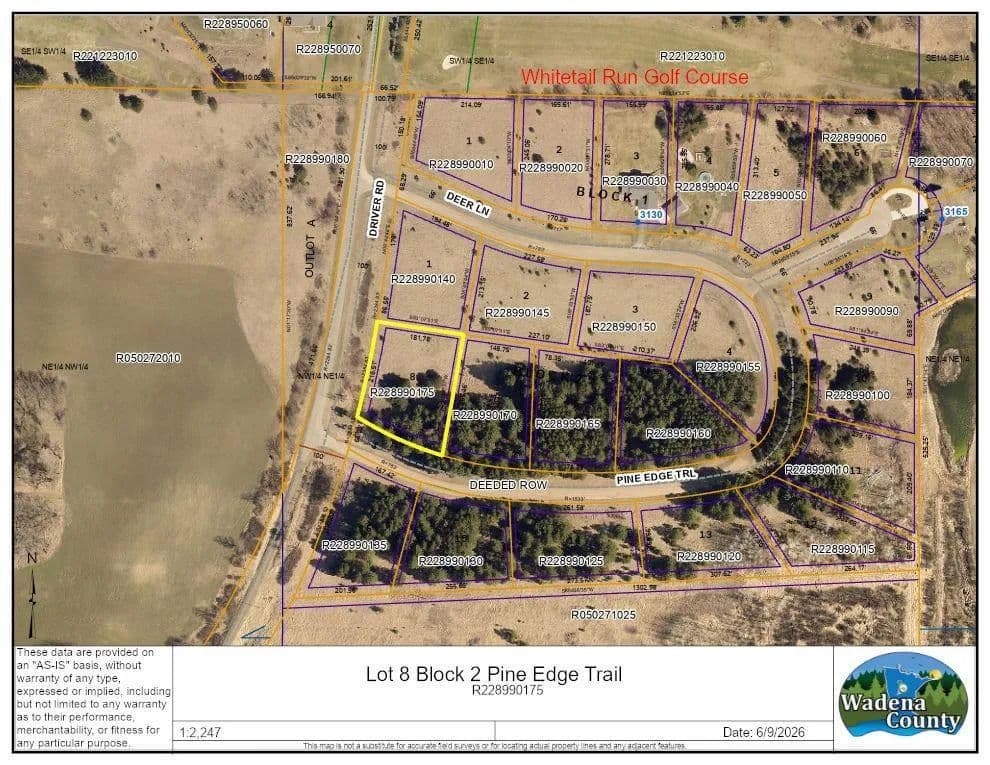 Property from TBD Lot 8 Block 2 Pine Edge Trail - KW - Wadena, Minnesota, 56482