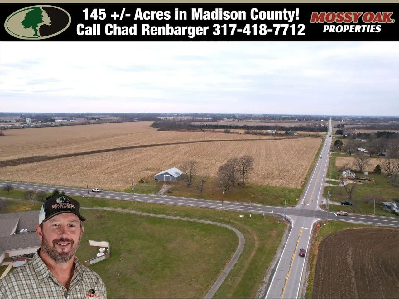 145+/- Acres - Intersection of Highway 13 & 38 - Madison County, IN - land for sale